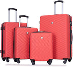 Tripcomp 4-Piece Hardside Luggage Set with TSA Lock, Lightweight ABS Suitcases With Spinner Wheel Scratch Resistant, 16/20/24/28 inch, Vibrant Red