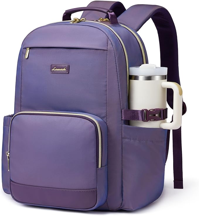 LOVEVOOK Laptop Backpack for Women with Pouch Pocket for Large Capacity Cup,17 Inch Laptop Computer Bag Travel Backpack Purse,Waterproof Work Business Backpack College Teacher Bags,Violet