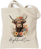 Aesthetic Canvas Tote Bag, Cute Reusable Bags for Women with Inner Pocket