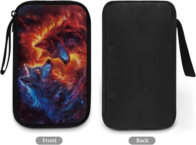 Galaxy Fire Wolf Print Electronics Organizer Travel Case, Water Resistant Cable Organizer Bag for Travel Essentials, Tech Gifts for Men, Storage Bag as Accessories for Phone, Cord