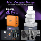 USB C Fast Wall Charger Block, 2Pack 60W USBC Charging Cubes, 5-Port PD+QC Power Adapter Multiport Brick Type C Box Plug for Phone 17/16/15/14/13/12/11/Pro Max/Plus, Pad Mini/Pro/S25/S24-Orange