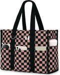 Becokan Large Tote Bag for Women Waterproof with 12 Pockets Top Zipper Closure Utility Teacher Nurse Bags for Work School