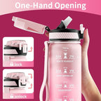 QLUR Water Bottle with Straw, 27oz Motivational Water Bottles with Time Marker to Drink, Tritan BPA Free, 750ml Sports Water Bottle with Carry Strap LeakProof for School Fitness Outdoor (1Pack)