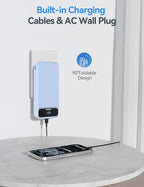 20000mAh Lightweight-Portable-Charger-Power-Bank with Built-in Cables and AC Wall Plug, PD20W USB-C Fast Charging Battery Pack, LED Display External Travel Phone Charger for All iPhone,Samsung,Android