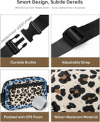 Pritent Fanny Packs for Women Cross Body Bag Waterproof Belt Bag with Adjustable Strap and Zipper Back Pocket Small Crossbody Bags Fashion Waist Packs for Workout Travelling(Leopard, Large)