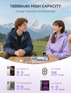 Portable Charger, 10000mAh 22.5W Fast Charging Power Bank with Built-in Cables, Travel Essentials Battery Pack with LED Display for iPhone, Portable iWatch Charger for 11/10/9/8/7/6/5/SE/Ultra Purple