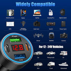 USB C Car Charger, 78W 4 Port Fast Charging Car Phone Charger Adapter with Voltage Monitor, Metal PD PPS Dual USB C Car USB Adapter for iPhone 17 16 15 Pro, iPad, Samsung Glaxy, Android