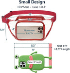 Veckle Clear Fanny Pack Stadium Approved - Adjustable 33-47 Inch Strap, Transparent Belt Bag for Women Men Fits 7.5-inch Smartphone, Waist Bag Clear Bag for Stadium Events, Sport, Concerts, Red