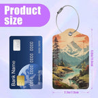 3 Pack Mountain Lake Scenery Luggage Tags for Suitcase Forest PU Leather Travel Luggage Tag Privacy Cover ID Label for Women Men Baggage Backpack Handbag School Bag