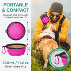 Collapsible Dog Bowls for Travel, Portable Dog Water Bowl & Food Bowl for Dogs and Cats, Foldable Pet Feeding Dish for Walking Hiking Camping with Carabiner, BPA Free, Purple