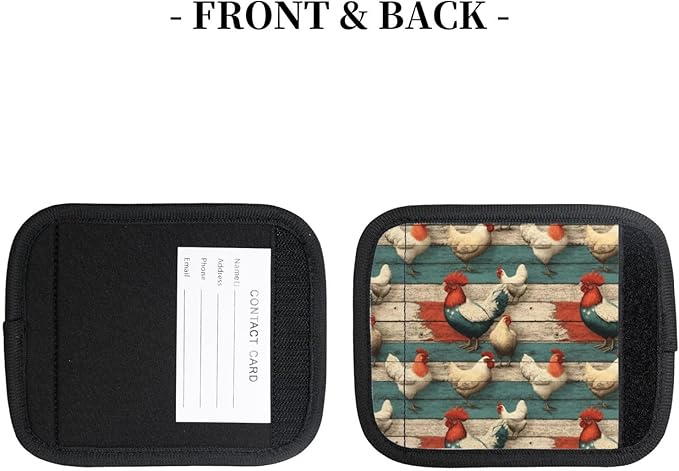 Funny Chicken (1) Pattern Luggage Handle Wraps 2 Pack for Suitcase, Handle Covers Suitcase Luggage Handle Wrap Luggage Tag Wraps Travel Accessories