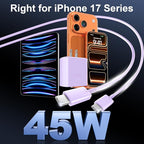Phone 17 16 Pro Max Charger Fast Charging, 45W USB C Phone 17 16 Super Fast Charger Block with 10ft Long Type C Charging Cable Cord for i.Phone 17 Pro Max/17 Pro/17 Air/17/16/16Pro/16 Pro Max-Lavender