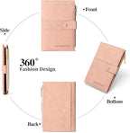 RFID Blocking Leather Passport Wallet Cover Case with Pen and Card Slots Travel Wallet for Women/Men Travel Must Haves Accessories