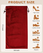 4 Pcs Single Shoe Bags for Travel, 17.3"x8.6" Washable Travel Shoe Bags for Packing in Suitcase, Velvet Dust Bag with Drawstring, Shoe Pouch for Women and Men, Travel and Home Storage (Rio Red)