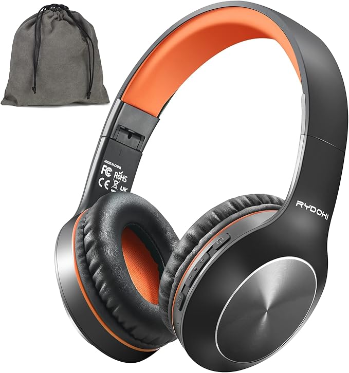 Rydohi Bluetooth Headphones Over Ear, 68H Playtime and 3 EQ Music Modes Wireless Headphones with Microphone/Deep Bass, HiFi Stereo Foldable Lightweight Headset for PC Home Travel Office
