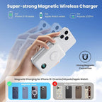 Magnetic Portable Charger for MagSafe with Built-in Cable, iWatch Charger, 10800mAh Wireless Power Bank Travel Essentials, 25W PD Fast Charging Battery Pack for iPhone 17/16/15/14/13,Apple Watch-White