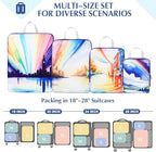 Gonex Compression Packing Cubes, 4pcs Expandable Storage Travel Luggage Bags Organizers, Travel Cubes for Suitcase Carry On (Rainbow)