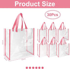 Eccliy 30 Pack 12x12x6 Inch Clear Tote Bag Stadium Approved Bulk Plastic Beach Tote Gift Bag with Handle for Gym Sports | 30 Pack, 12x12x6 Inch, Stadium Approved, Bulk, with Handle, Tote Gift Bag