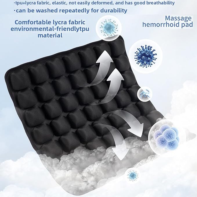 Inflatable Seat Cushion, Portble Airplane Travel Cushion, Pressure Relief Seat Cushion, Comfort Orthopedics Pain Pressure Relief Cushion,Adjustable Bubble,for Wheelchair,Car,Office,Home (36-Point)