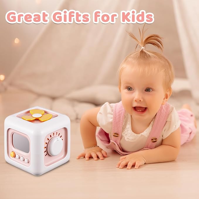 SOCBTNSO Busy Cube, Toys for 1 Year Old Girl Gifts, Montessori for Baby Girl, Travel Sensory Toys for Toddlers 1-3, Learning Fine Motor Skills| 1st Birthday Girl Gifts 6 9 12 Months