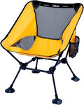 iClimb Ultralight Compact Camping Folding Beach Chair with Anti-Sinking Large Feet and Back Support Webbing (Yellow - Square Frame)