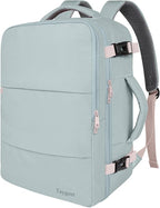 Taygeer Personal Item Backpack for Men Women, Travel Backpack Carry on Luggage Flight Approved with Water Bottle Pocket & Shoe Pouch, Large Weekender Work Bag for Hiking Gift, Gray Powder