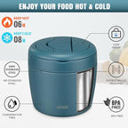 wiwens Thermo Food Jar for Hot Food Adults 32OZ Soup Thermo Lunch Containers Wide Mouth Vacuum Insulated Stainless Steel Leakproof Bento Box with Spoon (lake blue)