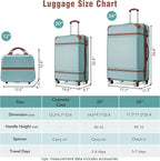 Luggage Sets, 2 Piece Carry on Luggage Set with Travel Bag, 2 Piece Expandable Spinner Hardshell Suitcase with TSA Lock, Back to School Suitcase, Women Men (Green, 20/24 inch+Cosmetic Case)