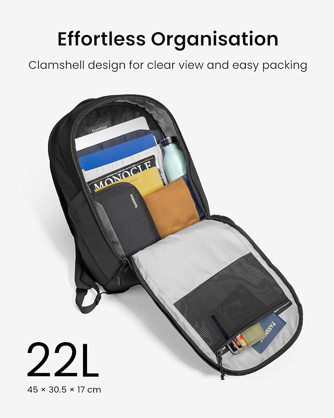 tomtoc 16-Inch Laptop Backpack, 22L Lightweight Daypack, Protective Organized Work Bag for Office, Daily Commute, Weekends & Everyday Carry