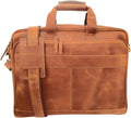 THE M&G BAGS Genuine Leather Messenger Bag for Men, Handmade Laptop Shoulder Bags with Zipper, Multiple Compartments Adjustable Strap, Crossbody Briefcase for Office College Travel -16 IN, Brown