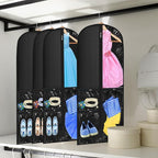 Woanger 6 Pcs Garment Bags for Dance Costumes Clear PVC with Zippers Garment Bag with Pockets Dance Costume Organizer Carrier for Storage Cover for Adult(Black,20'' X 40'')
