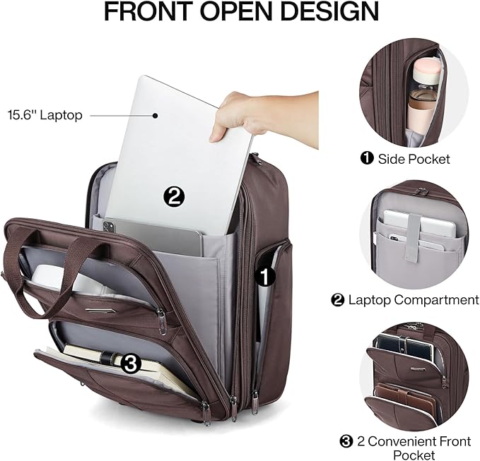 Hanke Expandable Underseat Carry on Luggage for Airplanes,Small Rolling Softside Suitcase Travel Luggage Personal Item Bag,Lightweight luggage bags for travel,Coffee,16-Inch