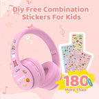MIDOLA Kids Headphones Bluetooth 5.4 Wireless 68H Play Time Volume Limit 85/94dB Over-Ear Foldable Headset,Type-C Fast Charging,with Wired Aux Mic for Toddler Child Pad Tablet Pink