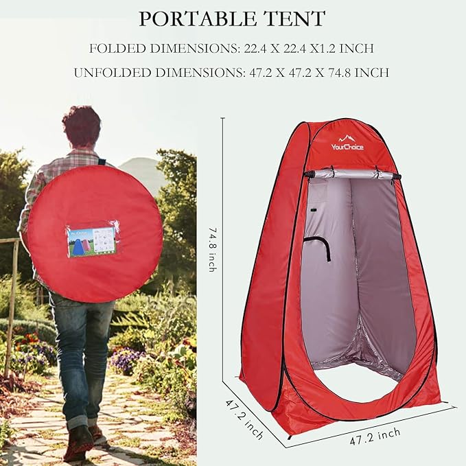 Your Choice Pop Up Privacy Tent, 3.9x3.9x6.2FT Portable Shower Tent for Camping, Waterproof Outdoor Changing Room with Carry Bag for Beach Hiking RV Fishing | Portable, for Camping, Beach, Hiking, with Carry Bag, Quick Setup