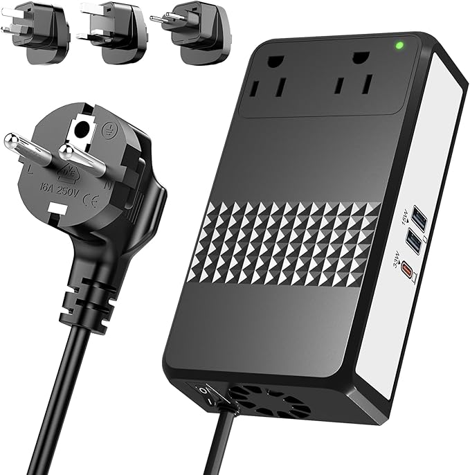 HYTED 600W 220V to 110V Voltage Converter, Voltage Converter US to Europe International Travel with 48W GaN USB Charger, Power Any American Appliances Overseas Like Hair Straightener, Curling Irons