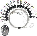 Camping Travel Clothesline - Holds 20lbs Anti-Sagging Wire Rope with 16 Windproof Hanging Point Adjustable Retractable 3-12Ft for Compact Outdoor Portable Clothes Line