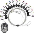 Camping Travel Clothesline - Holds 20lbs Anti-Sagging Wire Rope with 16 Windproof Hanging Point Adjustable Retractable 3-12Ft for Compact Outdoor Portable Clothes Line