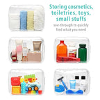 F-color TSA Approved Toiletry Bag 3 Pack Medium - Clear Makeup Bag Travel Quart Size for Women Men, Clear Cosmetic Bag Airport Airline Compliant Carry on Bag, Active White