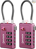 Luggage Locks TSA Approved with Inspection Indicator and Resettable 4-Digit, Easy-to-Read Combination, TSA Locks for Luggage, Suitcases, Backpacks & Travel Bags, Purple, 2-Pack