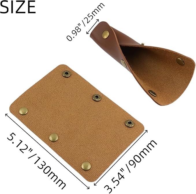Mcredy Handbag Handle Cover Dark Brown PU Leather Luggage Handle Wraps with Metal Clasp for Purse Wallet Travel Bags, 4 Packs