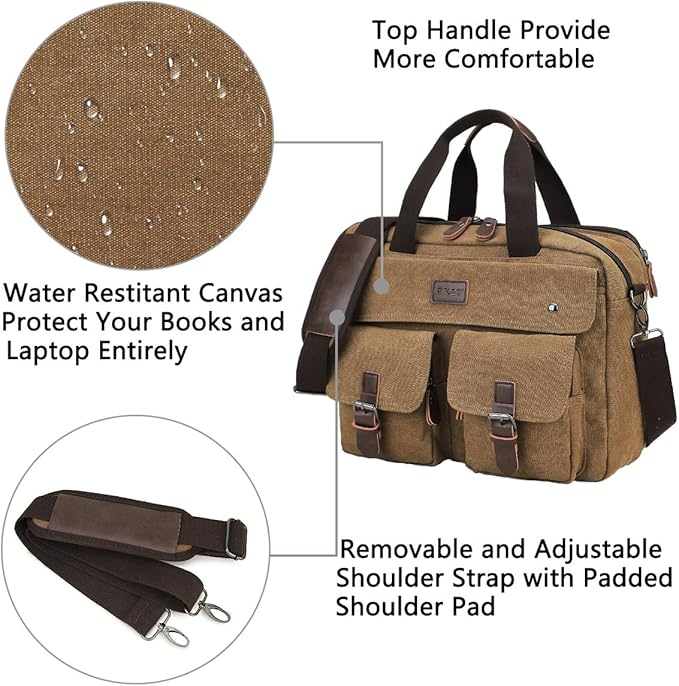 RAVUO Messenger Bag for Men, Water Resistant 15.6 17.3 Inch Laptop Briefcase Bag Casual Mens Satchel for Business