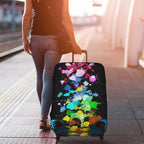 Travel Luggage Cover Suitcase Protector, Colorful Rainbow Paint Splatter Washable Elastic Stretchy Anti-scratch Travel Baggage Cover with Concealed Zipper for Wheeled Suitcase Fits 25-28 Inch Luggage