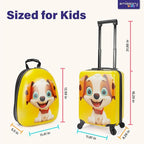emissary Kids Luggage with Wheels, Hardside Toddler Carry On Suitcase Set, Lightweight Rolling Travel Bag for Boys and Girls, Airline Approved Travel Gifts - Puppy