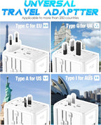 35W PD Universal Travel Adapter with 5 USB Ports + 2500W AC Outlet, Portable International Travel Adapter for Europe 200+ Countries, Compact Travel Charger for Cruise Vacation Business Trip