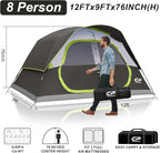 CAMPROS CP Upgraded 6/8 Person Camping Tents, Waterproof Windproof Family Tent with Larger Mesh Windows & Door, Double Layer, Easy Set Up, All-Season Dome Tent with Top Rainfly & Carry Bag