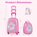 Goplus 2PC Kids Luggage, 12" & 16" Kids Carry On Luggage Set with 4 Spinner Wheels, Lightweight Rolling Spinner Suitcase for Children Toddlers Boys and Girls Travel