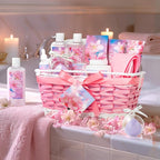 Mothers Day Gifts for Women, 13Pcs Bath & Body Gift Set Basket for Women, Cherry Blossom Bath and Body Gift, spa kit, Self Care Pampering Kit, Diffuser, Home Spa, cosmetic Bag, Birthday, Bridal Shower