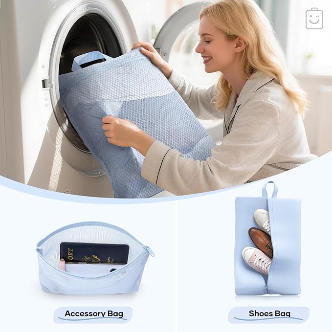 Veken 9/11 Set Compression Packing Cubes for Travel Essentials,Compressible Expandable Large Luggage Suitcase Organizer Bags for Clothing,Durable Space Saver Storage Bags(Light Blue)