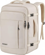 Gieury Travel Backpack, Extra Large 50L Expandable Backpack for Men Women, Carry On Backpack For Airplanes, Travel Essentials Luggage Suitcase Daypack Travel Gift Weekender Bag, Beige