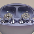 Bow Rhinestone for Clip on Earbuds Open Ear Accessories, Removable Exquisite DIY Decoration (Style F - Silver Bow)
